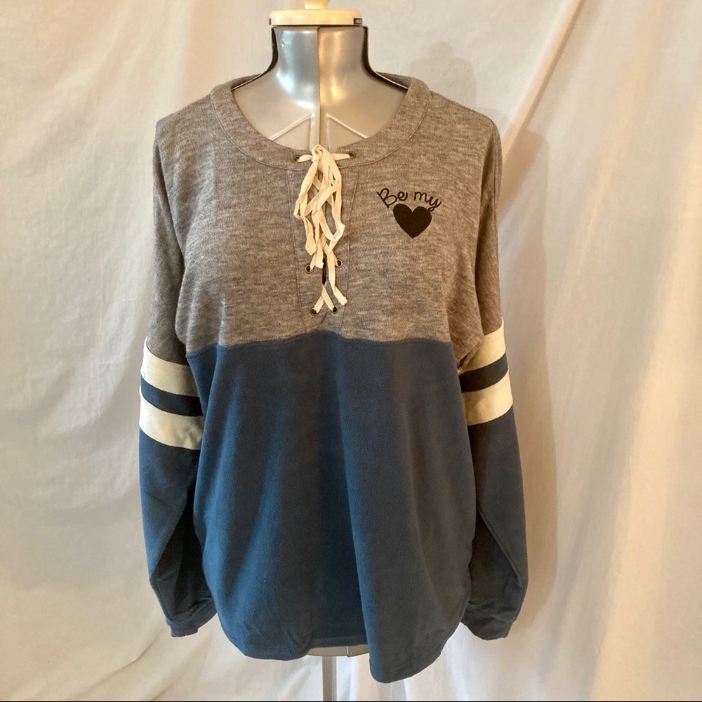 Lace Up Jersey Type Sweater/Velour